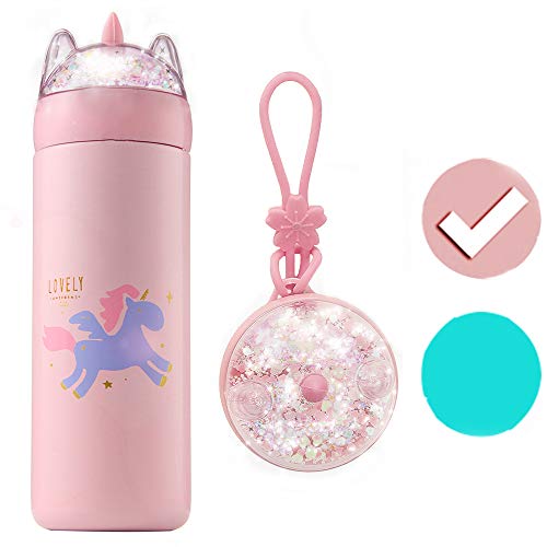 Wfrish Hot Pink Leopard Galaxy Kids Water Bottle with Silicone Straw for  Girls Boys Toddlers Insulated Stainless Steel with Straw Lid BPA-Free Duck
