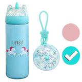 KINIA 12 Oz Unicorn Stainless Steel Vacuum Insulated Kids Water Bottle ~ Leak Proof with BPA Free Sparkling Glitter Top