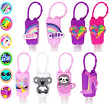 KINIA 8 Pack Empty Kids Hand Sanitizer Travel Sized Holder Keychain Carriers ~ 8-1 fl oz Flip Cap Reusable Portable Empty Bottles (8-Variety Pack)